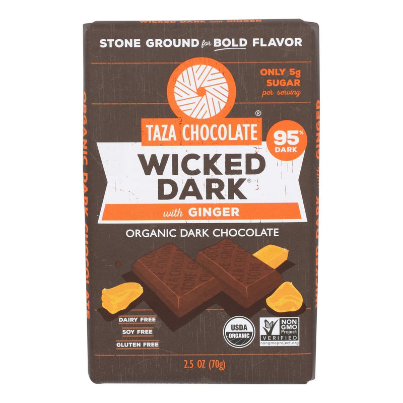 Taza Chocolate - Bar Wicked Dark Chocolate Ginger 95% - Case Of 10 - 2.5 Oz - Orca Market