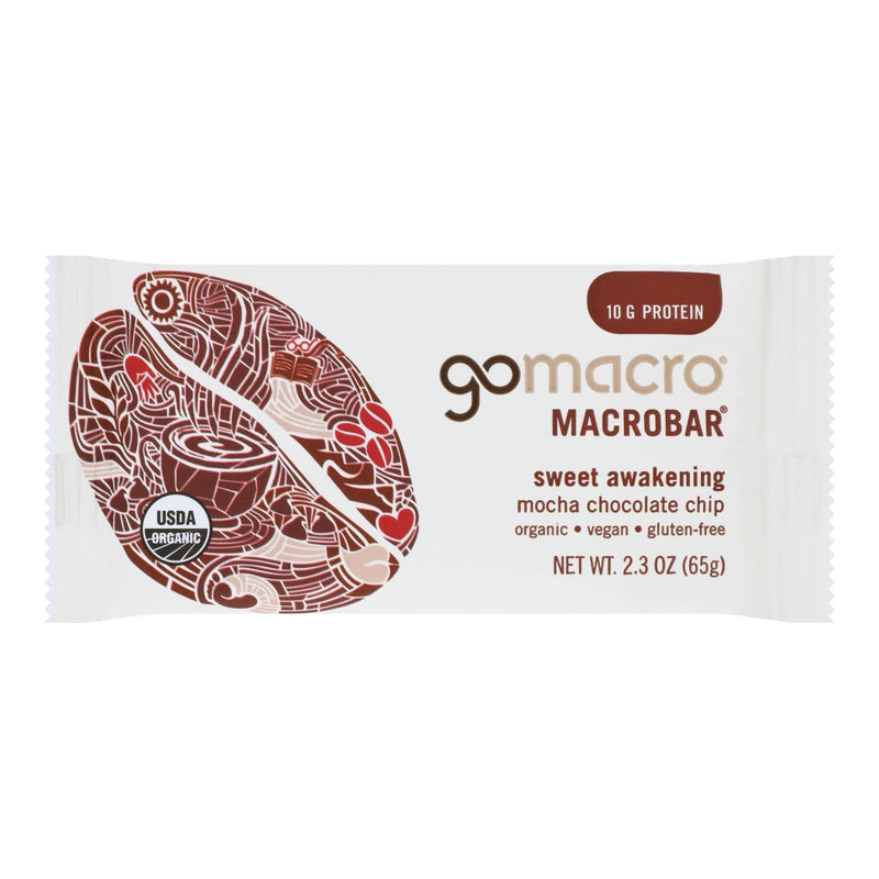 Gomacro Bar - Organic - Mocha - Chocolate Chip - Case Of 12 - 2.3 Oz - Orca Market