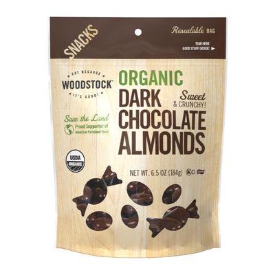 Woodstock Organic Dark Chocolate Almonds - Case Of 8 - 6.5 Oz - Orca Market