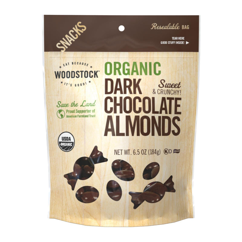 Woodstock Organic Dark Chocolate Almonds - Case Of 8 - 6.5 Oz - Orca Market