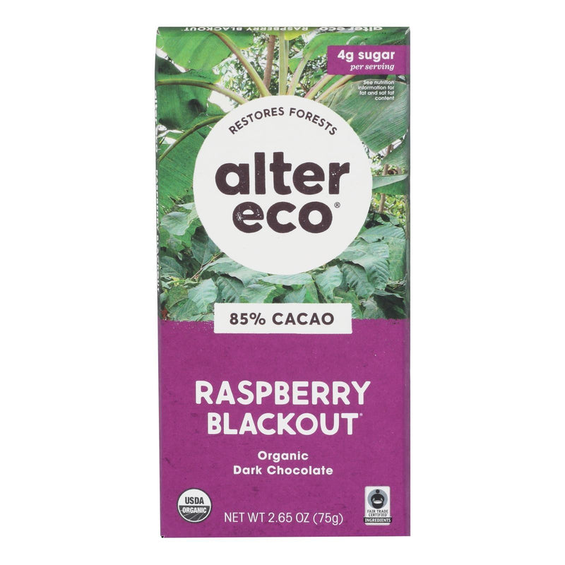 Alter Eco - Chocolate Raspberry Blkout 85% - Case Of 12-2.65 Oz - Orca Market