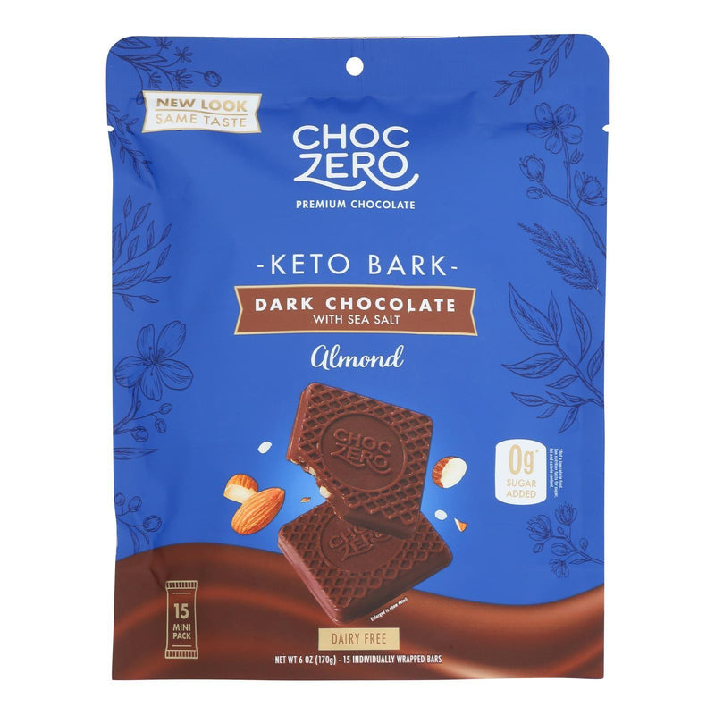 Choczero - Keto Bark Dark Chocolate Almonds - Case Of 12-6 Oz - Orca Market