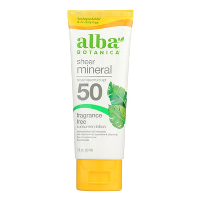 Alba Botanica - Sunscreen Lotion Mineral Formula Spf 50 - 1 Each-3 Fluid Ounces - Orca Market