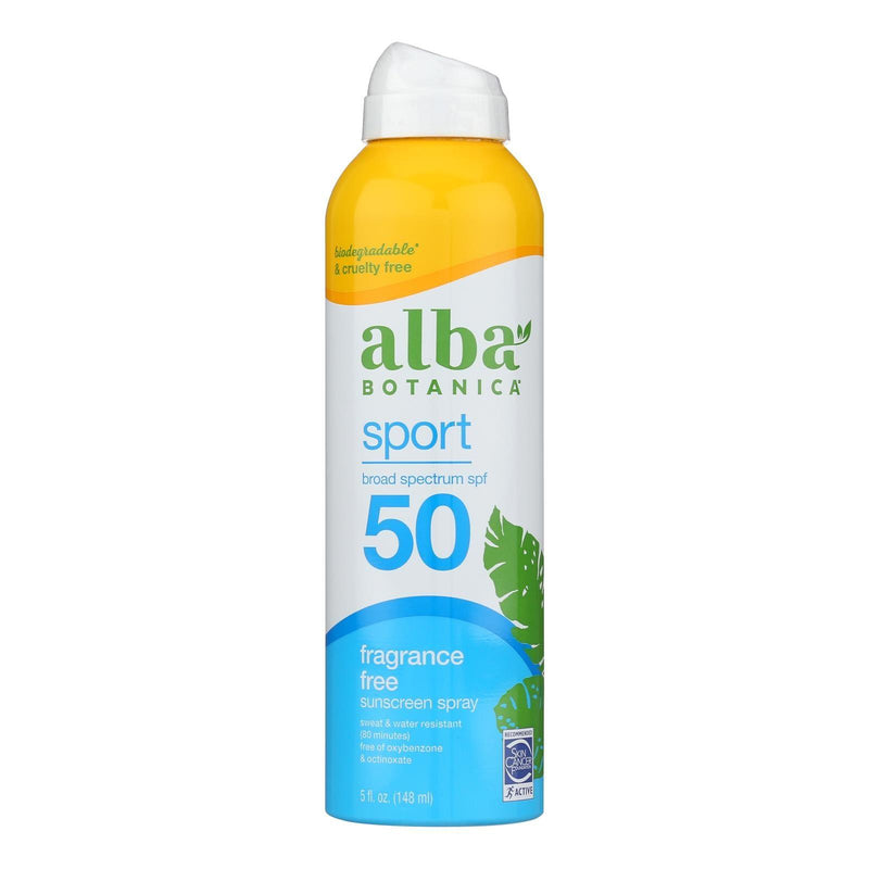 Alba Botanica - Sunscreen Spray Sport Formula Spf 50 - 1 Each-5 Fluid Ounces - Orca Market