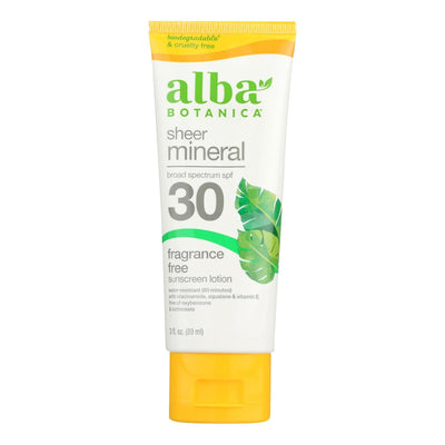 Alba Botanica - Sunscreen Lotion Mineral Formula Face And Body Spf 30 - 1 Each-3 Fluid Ounces - Orca Market