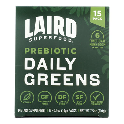 Laird Superfood - Daily Greens Prebiotic 15 Count - Case Of 6-7.5 Ounces - Orca Market