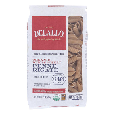 Delallo - Pasta Organic Penne Rigate Whole Wheat - Case Of 8-16 Ounces - Orca Market