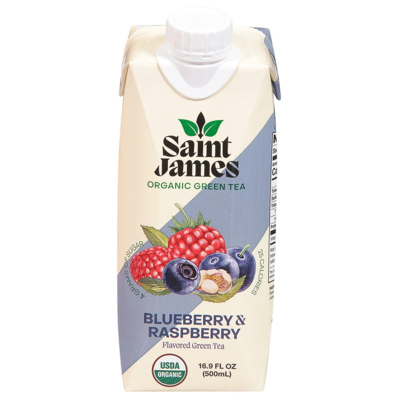 Saint James - Green Tea Organic Blueberry Raspberry - Case Of 12 - 16.9 Fluid Ounces - Orca Market