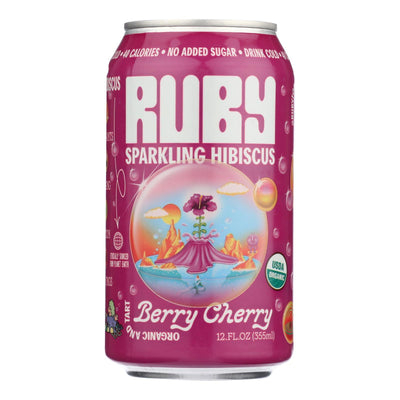 Ruby Hibiscus - Sparkling Hibiscus Organic Berry Cherry - Case Of 12-12 Fluid Ounces - Orca Market