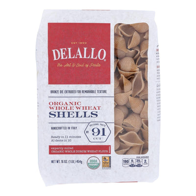 Delallo - Pasta Organic Shells Whole Wheat Number 91 - Case Of 8-16 Ounces - Orca Market