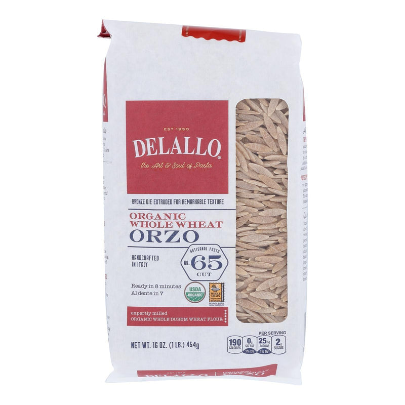 Delallo - Pasta Organic Orzo Whole Wheat Number 65 - Case Of 12-16 Ounces - Orca Market