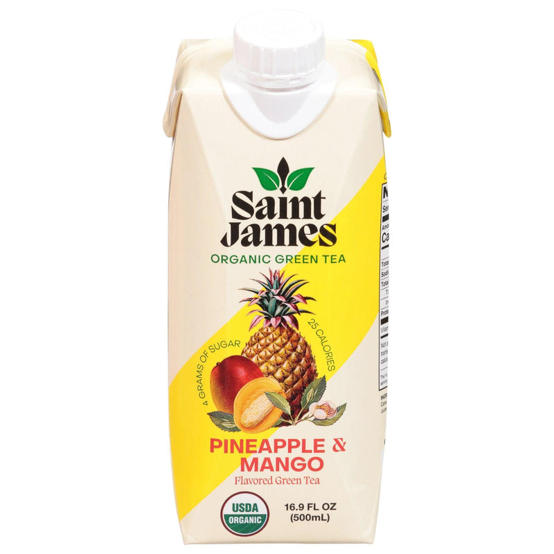 Saint James - Green Tea Organic Pineapple Mango - Case Of 12 - 16.9 Fluid Ounces - Orca Market