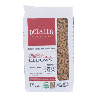 Delallo - Pasta Organic Elbows Whole Wheat #52 - Case Of 12-16 Ounces - Orca Market