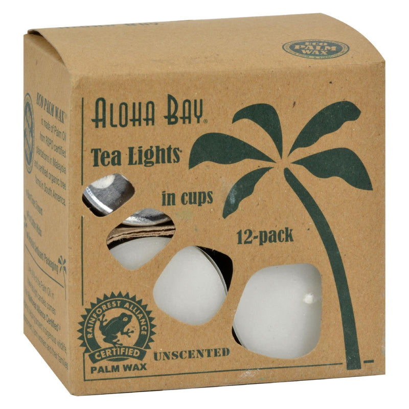 Aloha Bay - Palm Wax Tea Lights With Aluminum Holder - 12 Candles - Orca Market