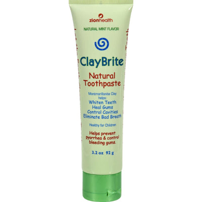 Zion Health Claybrite Natural Toothpaste - Natural Mint - 3.2 Oz - Orca Market