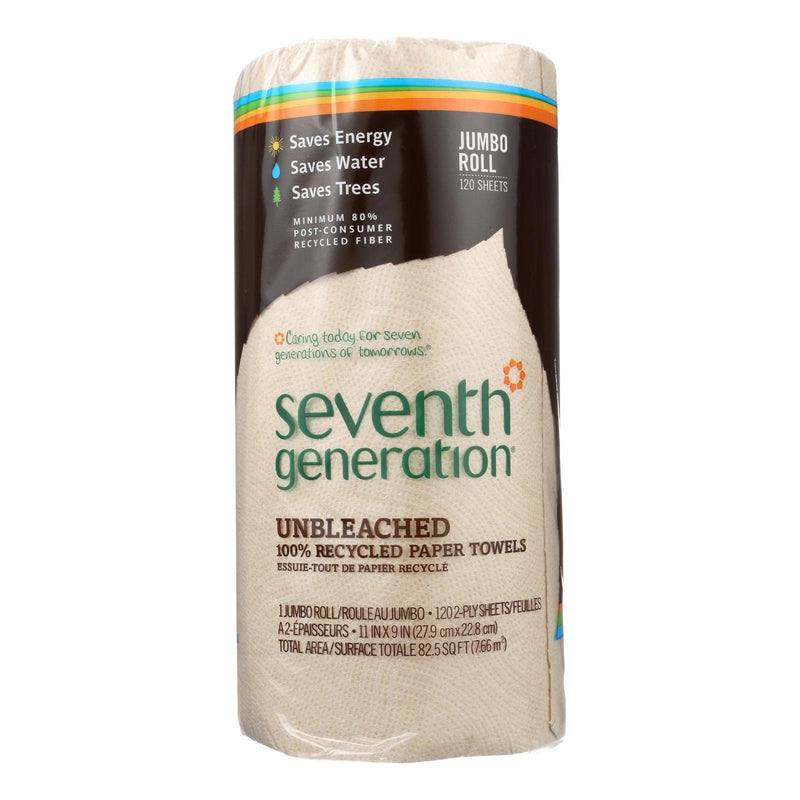 Seventh Generation Recycled Paper Towels - Unbleached - Case Of 30 - 120 Count - Orca Market