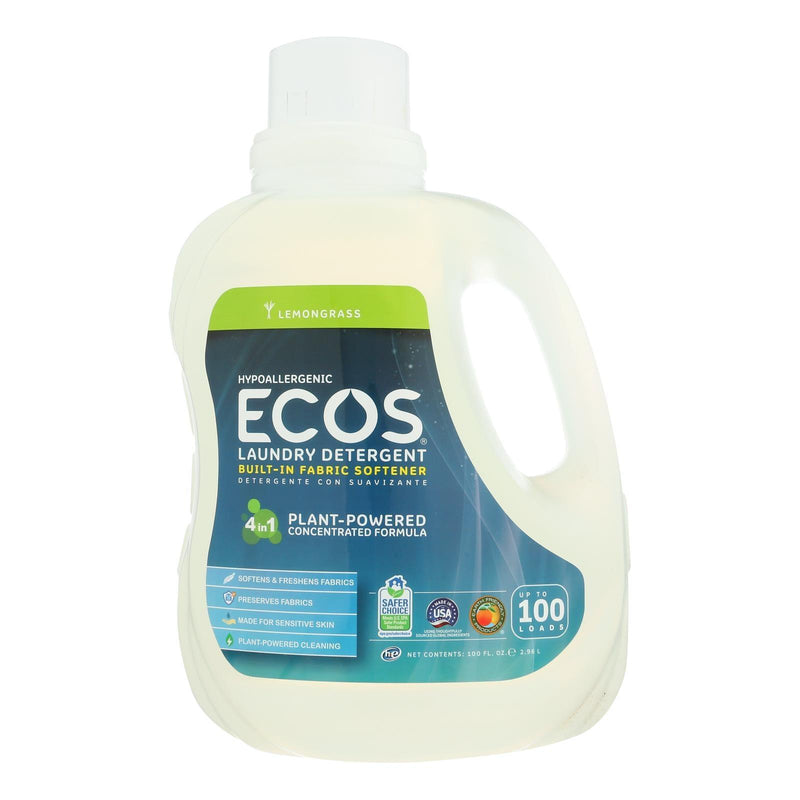 Earth Friendly Ecos Ultra 2x All Natural Laundry Detergent - Lemongrass - Case Of 4 - 100 Fl Oz - Orca Market