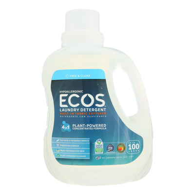 Earth Friendly Ecos Ultra 2x All Natural Laundry Detergent - Free And Clear - Case Of 4 - 100 Fl Oz - Orca Market