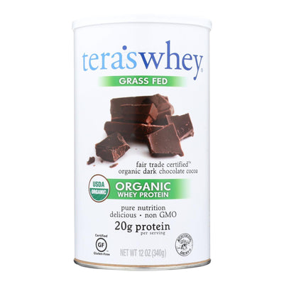 Teras Whey Protein Powder - Whey - Organic - Fair Trade Certified Dark Chocolate Cocoa - 12 Oz - Orca Market