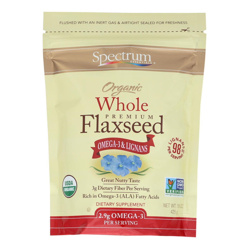 Spectrum Essentials Organic Whole Flaxseed - 15 Oz - Orca Market