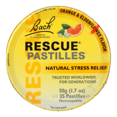 Bach Flower Remedies Rescue Remedy Pastilles Orange Elderflower - 1.7 Oz - Case Of 12 - Orca Market