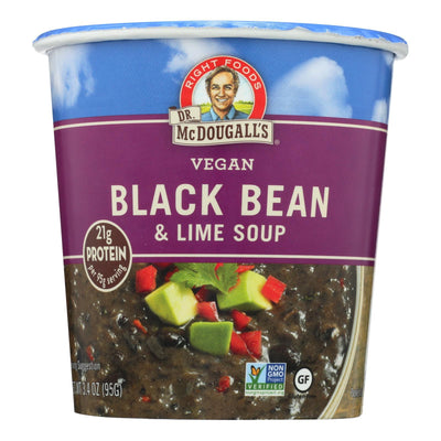 Dr. Mcdougall's Vegan Black Bean And Lime Soup Big Cup - Case Of 6 - 3.4 Oz. - Orca Market