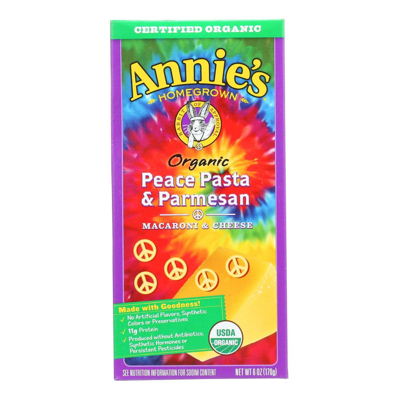 Annies Homegrown Macaroni And Cheese - Organic - Peace Pasta And Parmesan - 6 Oz - Case Of 12 - Orca Market