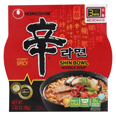 Nong Shim Noodle Soup Bowl - Shin - Case Of 12 - 3.03 Oz. - Orca Market