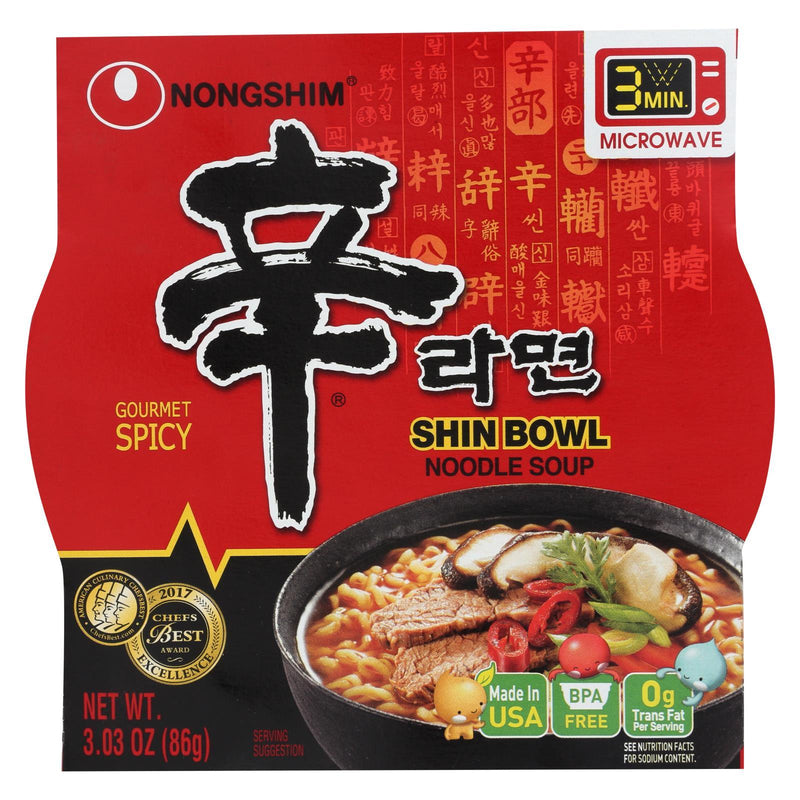 Nong Shim Noodle Soup Bowl - Shin - Case Of 12 - 3.03 Oz. - Orca Market