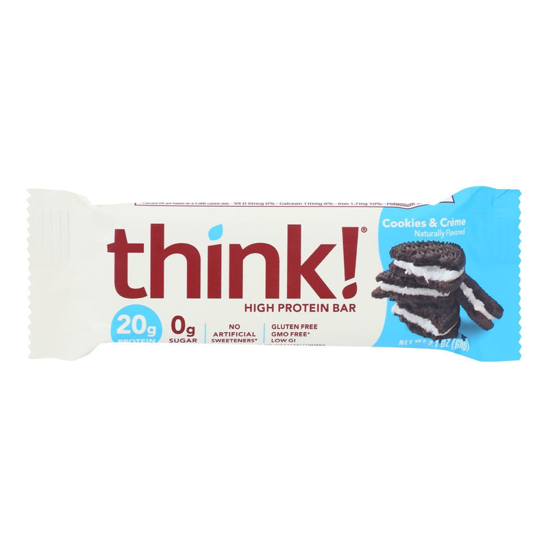 Think Products Thinkthin High Protein Bar - Cookies And Creme - 2.1 Oz - Case Of 10 - Orca Market