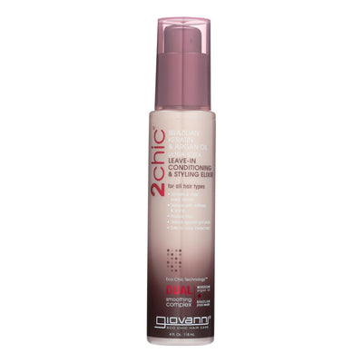 Giovanni 2chic Ultra-sleek Leave-in Conditioning And Styling Elixir With Brazilian Keratin And Argan Oil - 4 Fl Oz - Orca Market