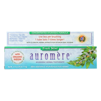 Auromere Toothpaste - Fresh Mint - Case Of 1 - 4.16 Oz. - Orca Market