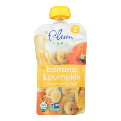 Plum Organics Baby Food - Organic -pumpkin And Banana - Stage 2 - 6 Months And Up - 3.5 .oz - Case Of 6 - Orca Market