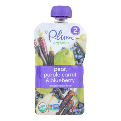 Plum Organics Baby Food - Organic - Blueberry Pear And Purple Carrots - Stage 2 - 6 Months And Up - 3.5 .oz - Case Of 6 - Orca Market