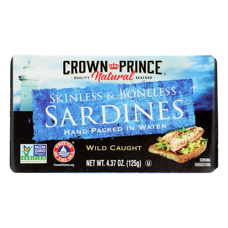 Crown Prince Skinless And Boneless Sardines In Water - Case Of 12 - 4.37 Oz. - Orca Market