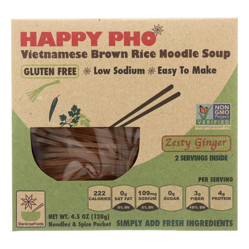 Star Anise Foods Soup - Brown Rice Noodle - Vietnamese - Happy Pho - Zesty Ginger - 4.5 Oz - Case Of 6 - Orca Market