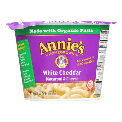 Annie's Homegrown White Cheddar Microwavable Macaroni And Cheese Cup - Case Of 12 - 2.01 Oz. - Orca Market