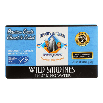 Henry And Lisa's Natural Seafood Wild Sardines In Spring Water - Case Of 12 - 4.25 Oz. - Orca Market