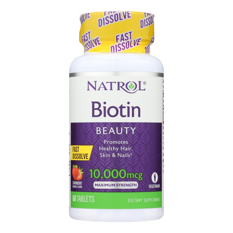 Natrol Biotin - Fast Dissolve - Strawberry - 10000 Mcg - 60 Tablets - Orca Market