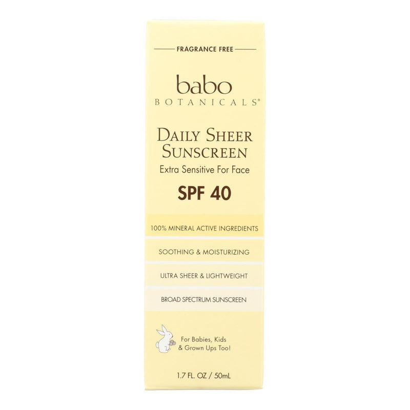 Babo Botanicals - Sunscreen - Daily Sheer - Spf 40 - 1.7 Oz - Orca Market