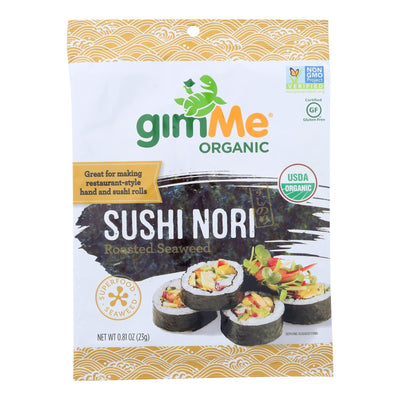 Gimme Seaweed Snacks 100% Organic Roasted Seaweed Sushi Nori - Wrap N' Roll - Case Of 12 - .81 Oz - Orca Market