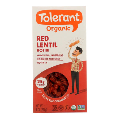 Tolerant Organic Pasta - Red Lentil Rotini - Case Of 6 - 8 Oz - Orca Market