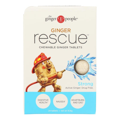 Ginger People Ginger Rescue - Strong - 24 Chewable Tablets - Case Of 10 - Orca Market