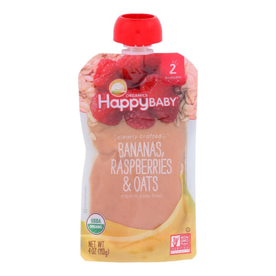 Happy Baby Happy Baby Clearly Crafted - Bananas Raspberries And Oats - Case Of 16 - 4 Oz. - Orca Market