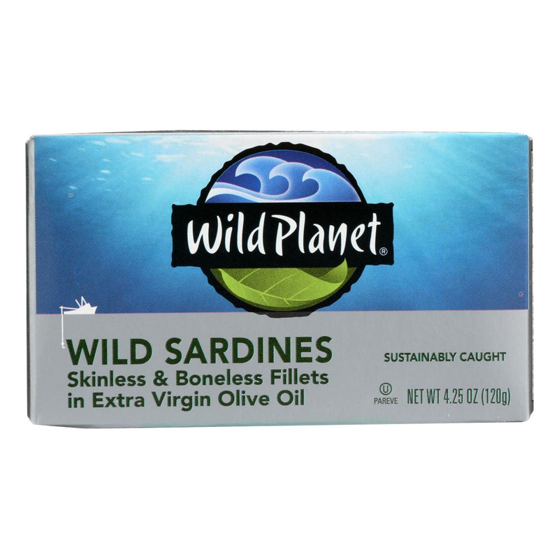 Wild Planet Wild Sardines - Skinless Boneless Fillets In Olive Oil - Case Of 12 - 4.25 Oz - Orca Market