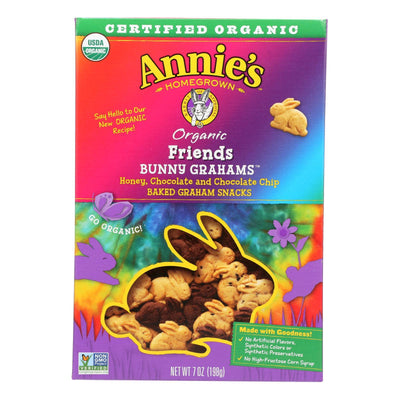 Annie's Homegrown Bunny Grahams Honey Chocolate And Chocolate Chip - Case Of 12 - 7 Oz - Orca Market