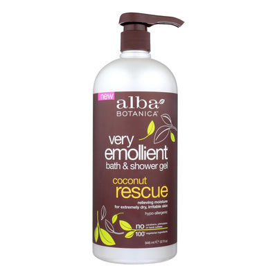 Alba Botanica - Very Emollient Bath And Shower Gel - Coconut Rescue - 32 Fl Oz - Orca Market