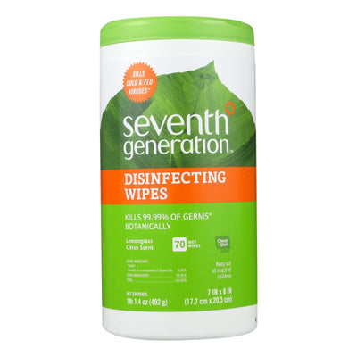 Seventh Generation Disinfecting Wipes Lemongrass And Citrus - 70 Wipes - Case Of 6 - Orca Market