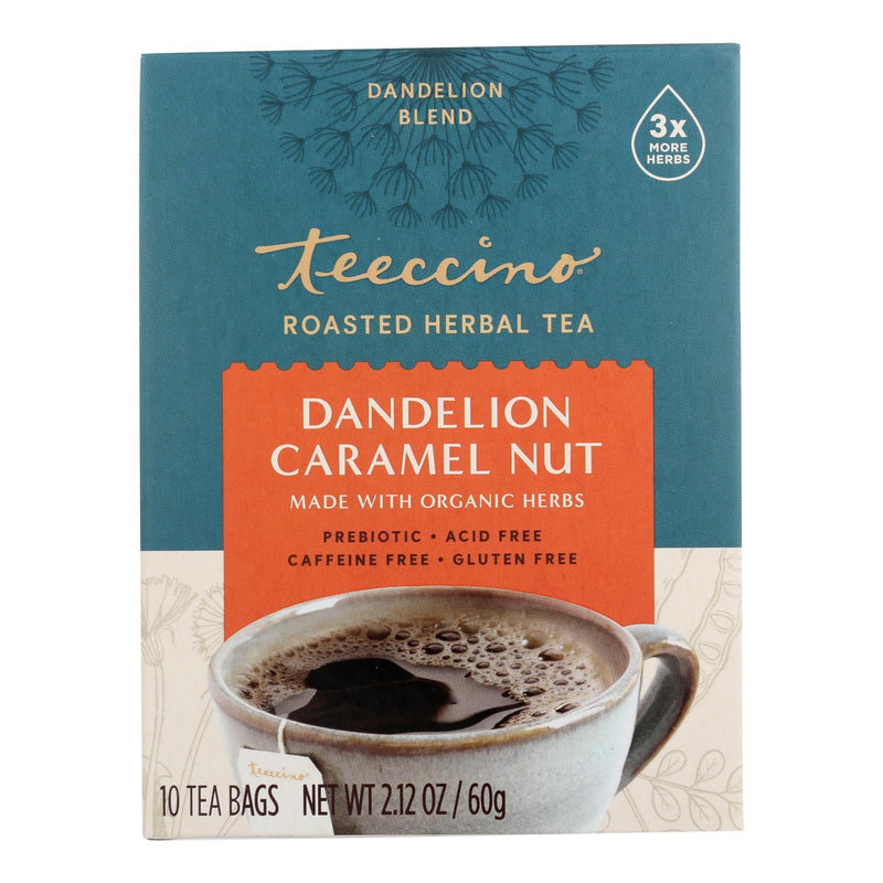 Teeccino Organic Herbal Coffee - Dandelion Caramel Nut - 10 Bags - Case Of 6 - Orca Market