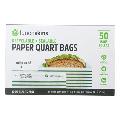 Lunchskins - Paper Sandwich Bags - Green Stripe - Case Of 12 - 50 Count - Orca Market